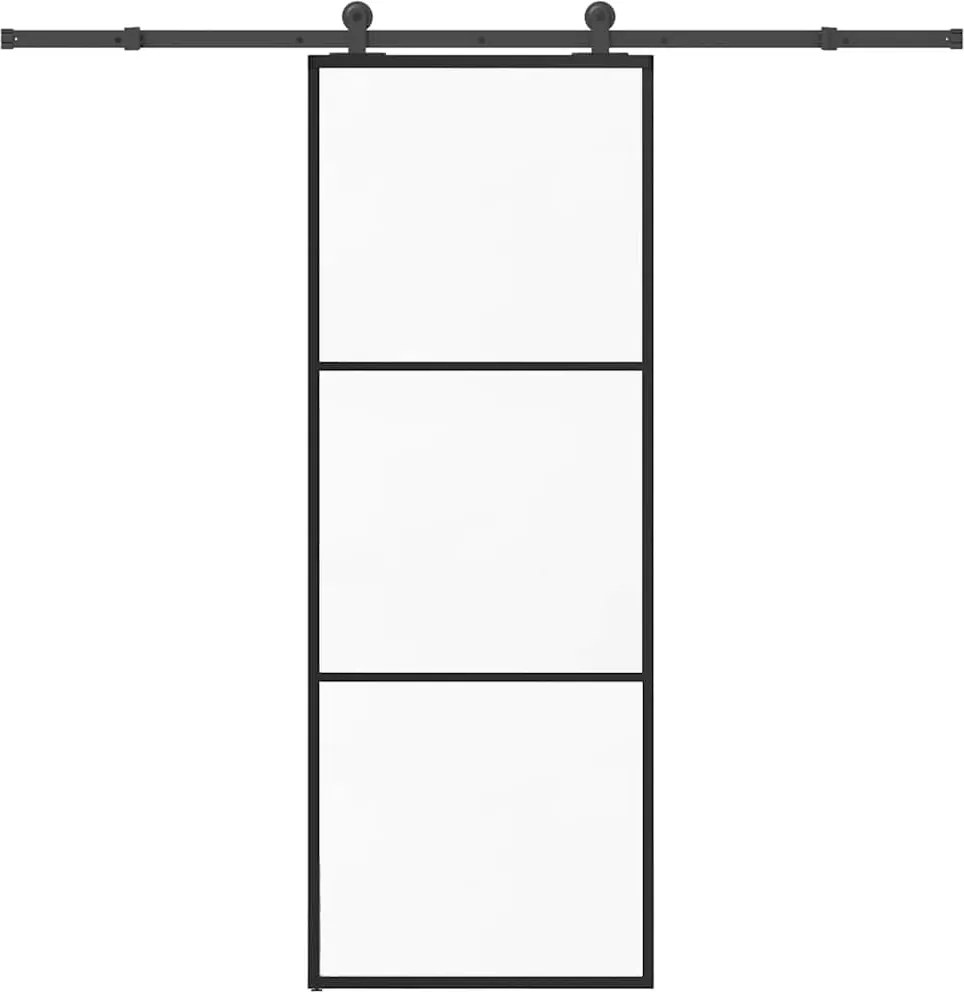 vidaXL ESG üveg és alumínium tolóajtó fémszerelvény-szettel 76x205 cm