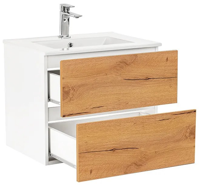 Vario Forte 60 komplett fürdőszoba bútor fehér-tölgy