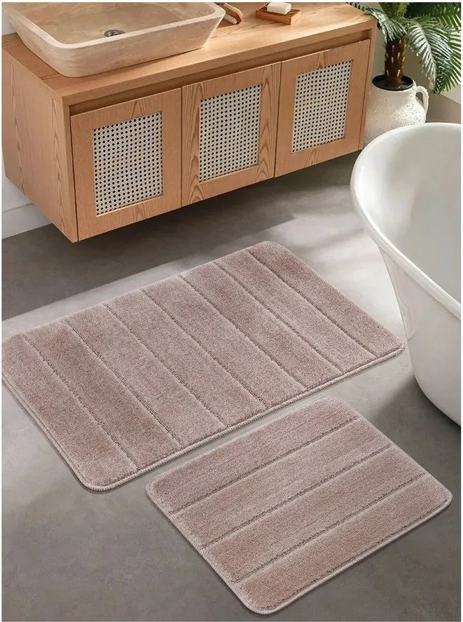 Barna fürdőszobai kilépő szett 2 db-os 50x80 cm Yeni Cizgli – Foutastic