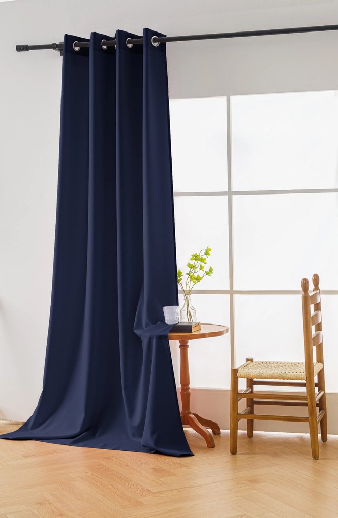 Függöny OXFORD LIGHT 140x250 cm, sötétkék Felfüggesztés: Fém gyűrűk