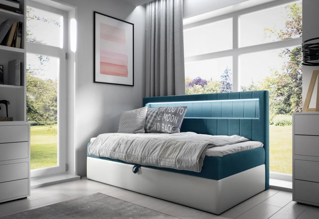 ELIZA kárpitozott ágy + topper, 100x200, fresh 34