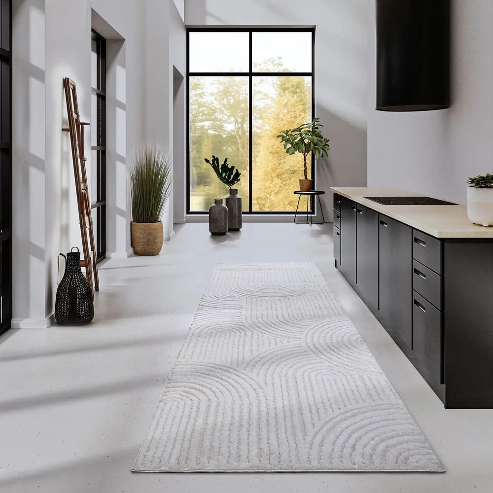Krémszínű futószőnyeg 80x240 cm Chappe Cream White – Elle Decoration