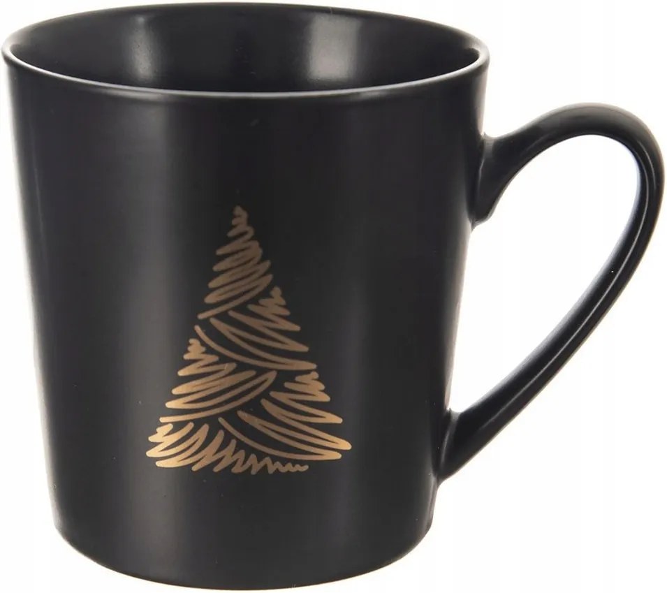 Karácsonyi bögre kávéhoz, teához Karácsony, ajándék, karácsonyfa, fekete