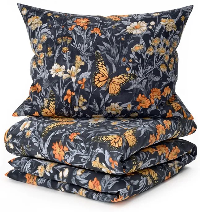 Mikroszálas ágyneműhuzat BUTTERFLY GARDEN kék-szürke Ágyneműhuzat mérete: 70 x 90 cm | 140 x 220 cm