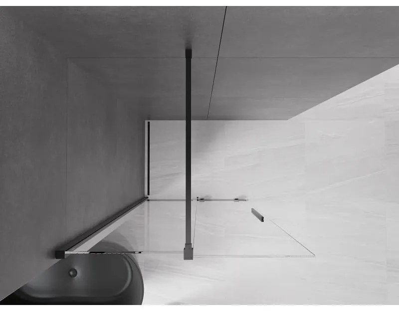 Mexen Velar, tolóajtó nyílásba Walk-In 80 cm, 8 mm átlátszó üveg, fekete matt, 871-080-000-03-70