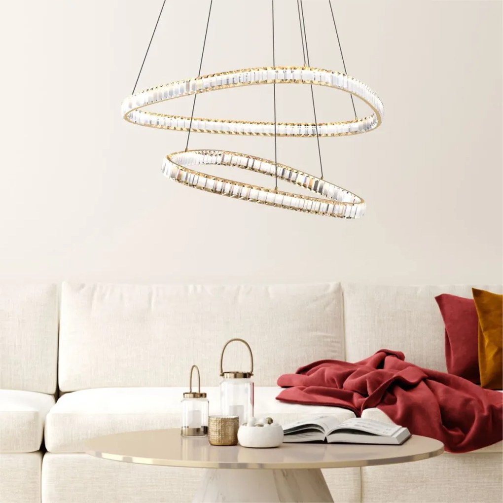 ZUMA LINE MD3169-2-3GT ATHESA Kristály Függesztett Lámpa Arany LED IP20