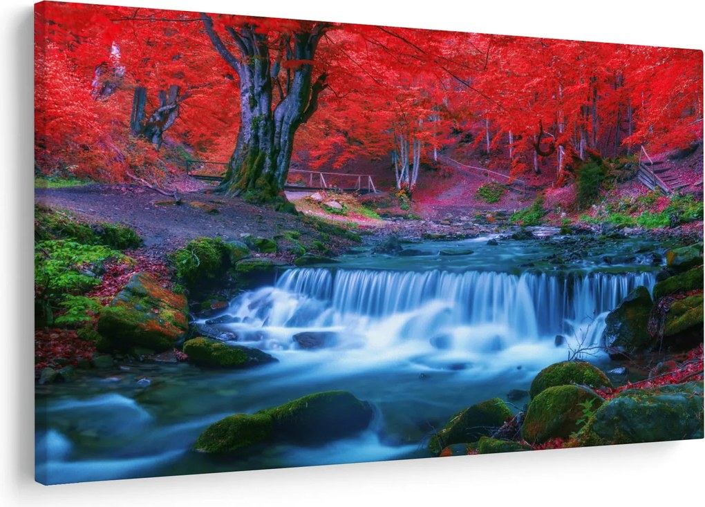 Kép Vízesés egy vörös erdőben (90x60 cm)