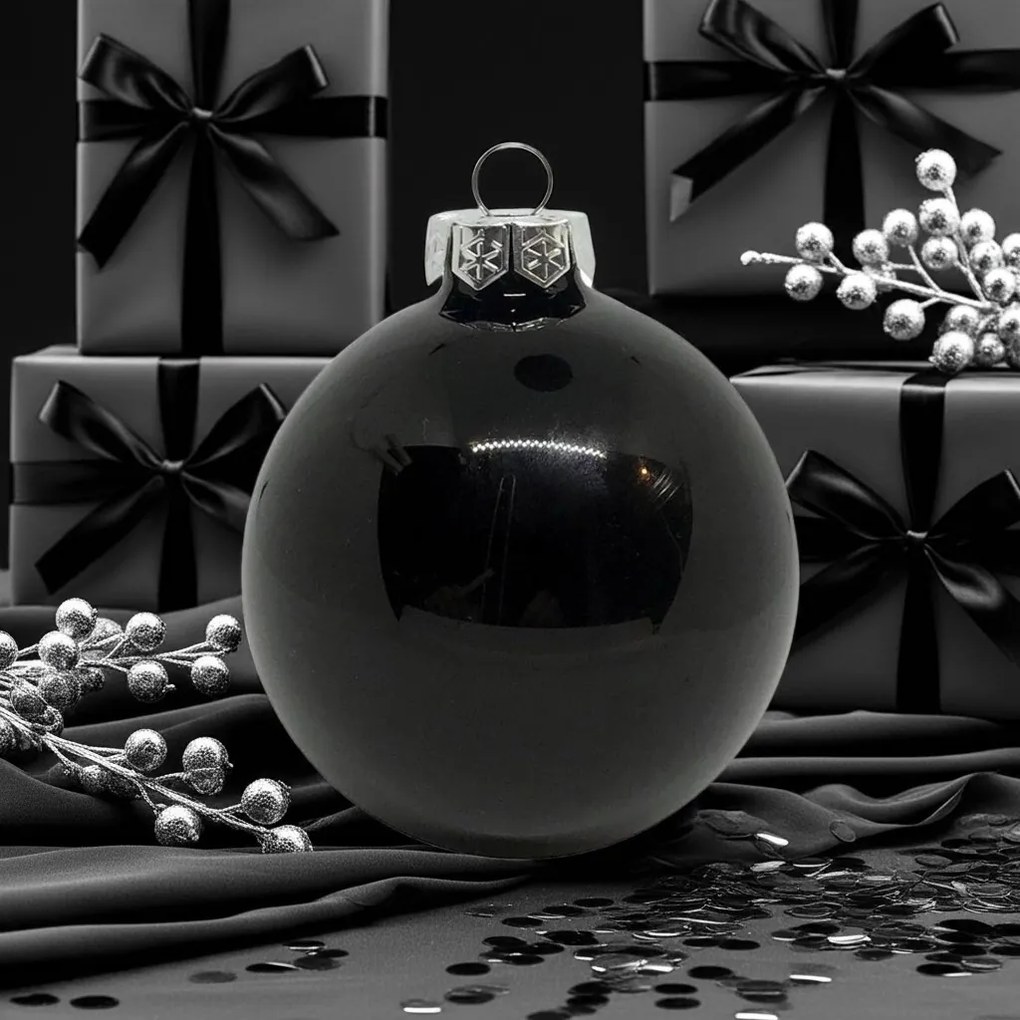 Black üveg karácsonyi gömb szett 6*8cm fekete