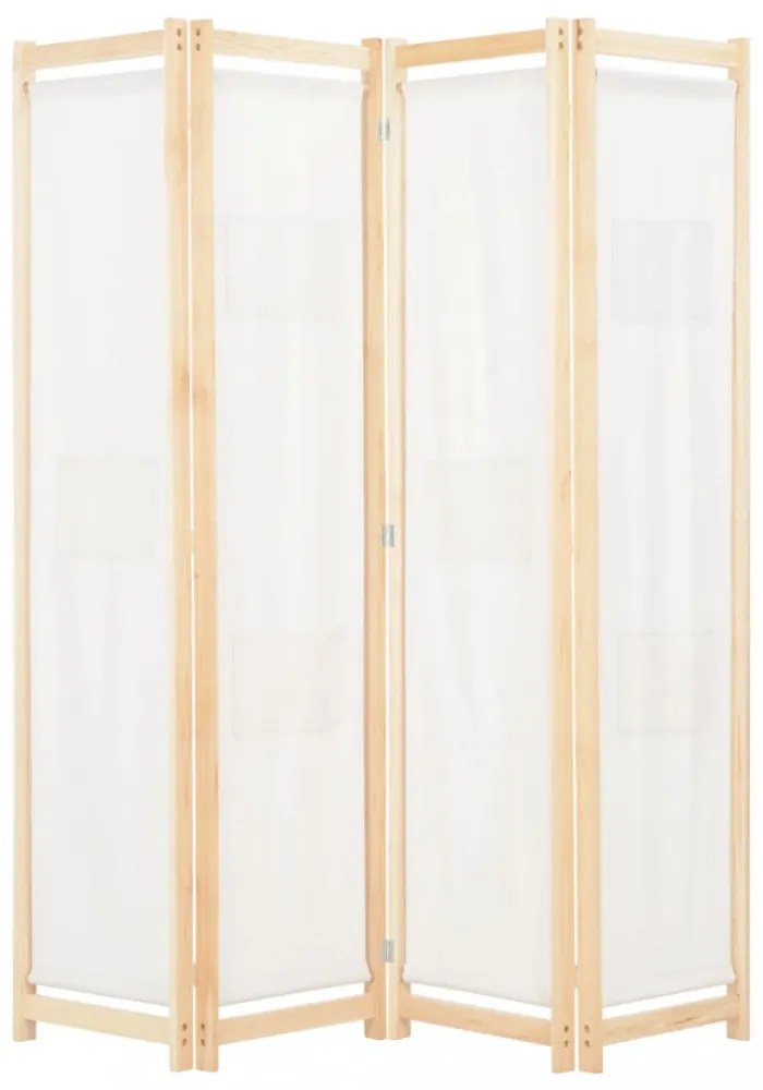 krémszínű 4-paneles szövetparaván 160 x 170 x 4 cm
