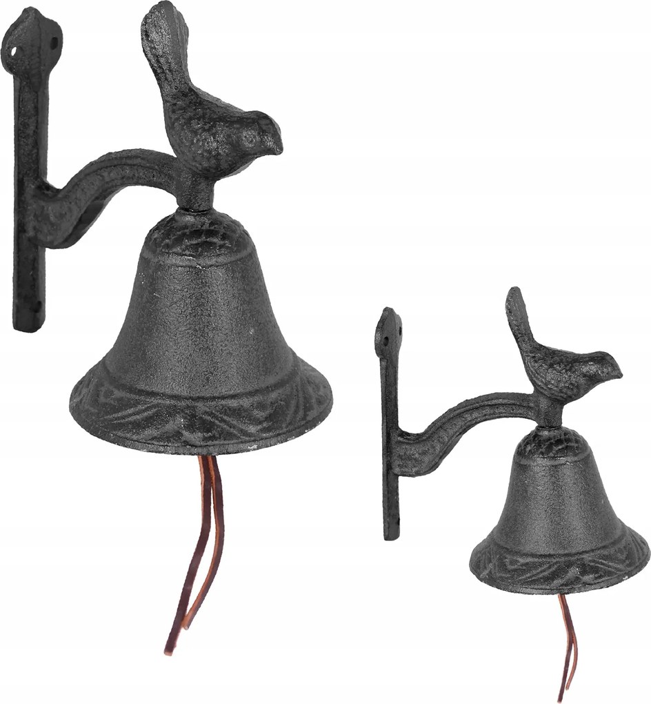Kerti Harang Öntöttvas Madár fekete dekoratív fali csengő szilárd