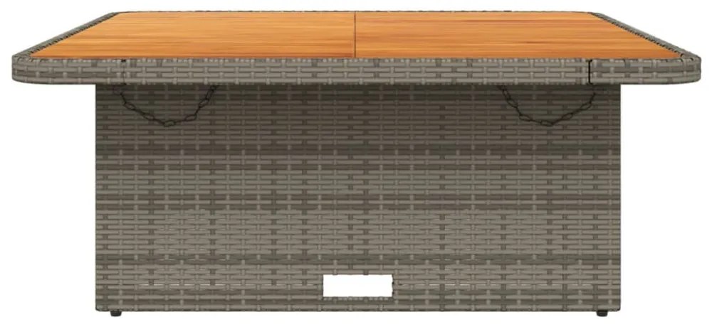szürke polyrattan és akácfa kerti asztal 110 x 110 x 71 cm