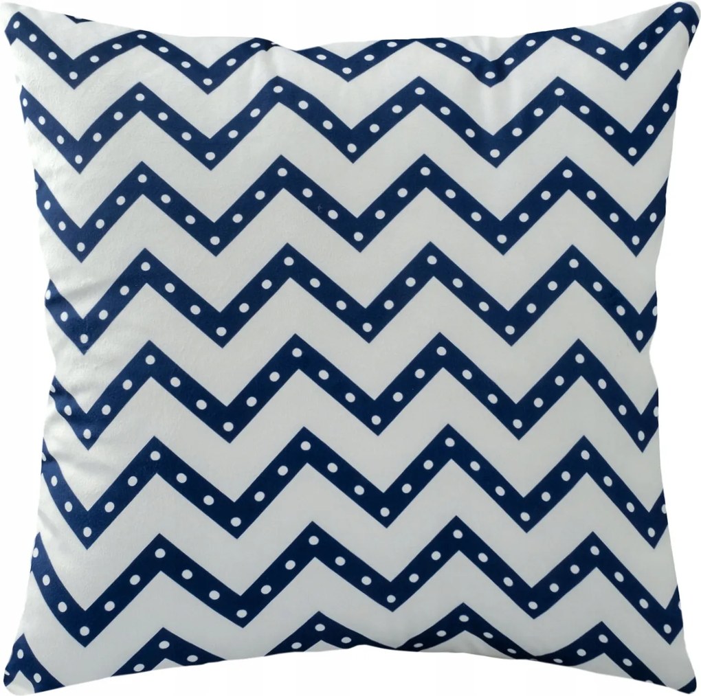 Dekoratív párnahuzat Smr 43x43 Darymex sötétkék cikk-cakk pöttyös