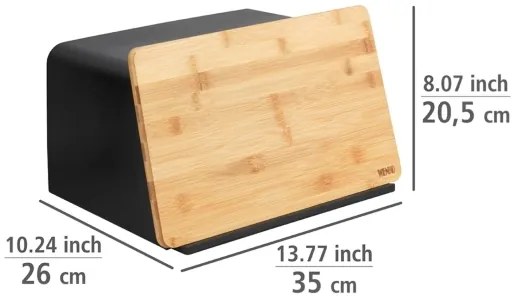 WENKO 54098100 - KUBO kenyértartó 35x26,5 cm fekete/barna