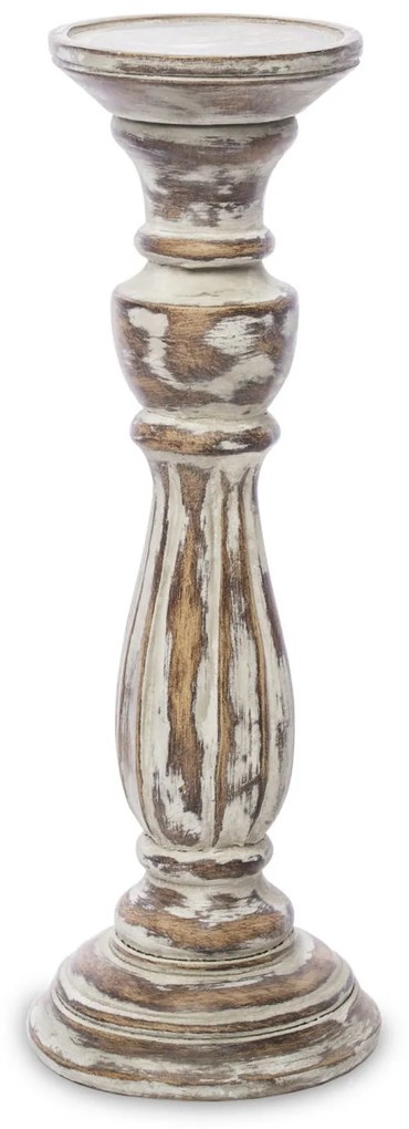 Provence koptatott barna-fehér műanyag gyertyatartó állvány 33x11x11cm