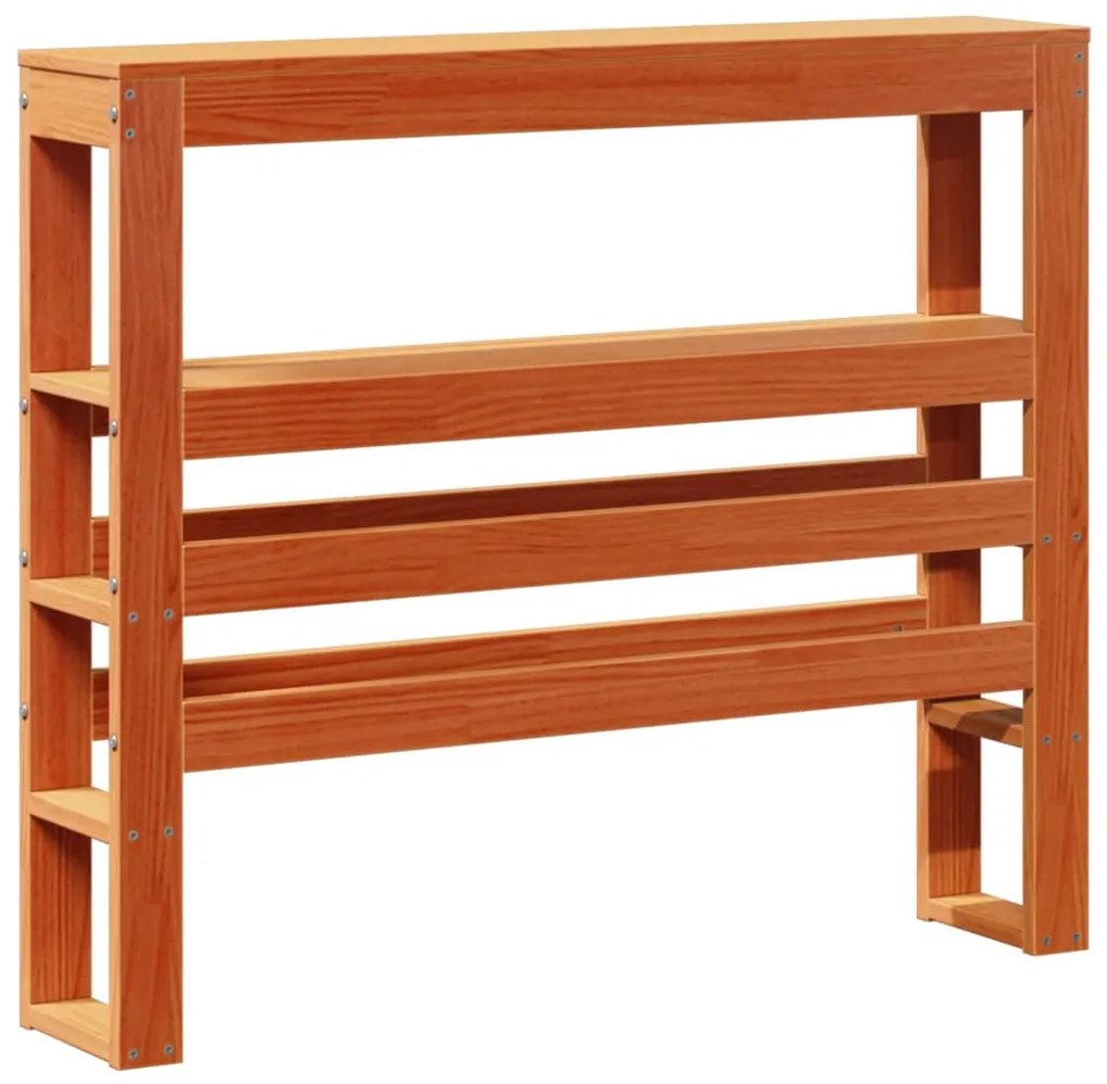 viaszbarna tömör fenyőfa fejtámla polcokkal 75 cm