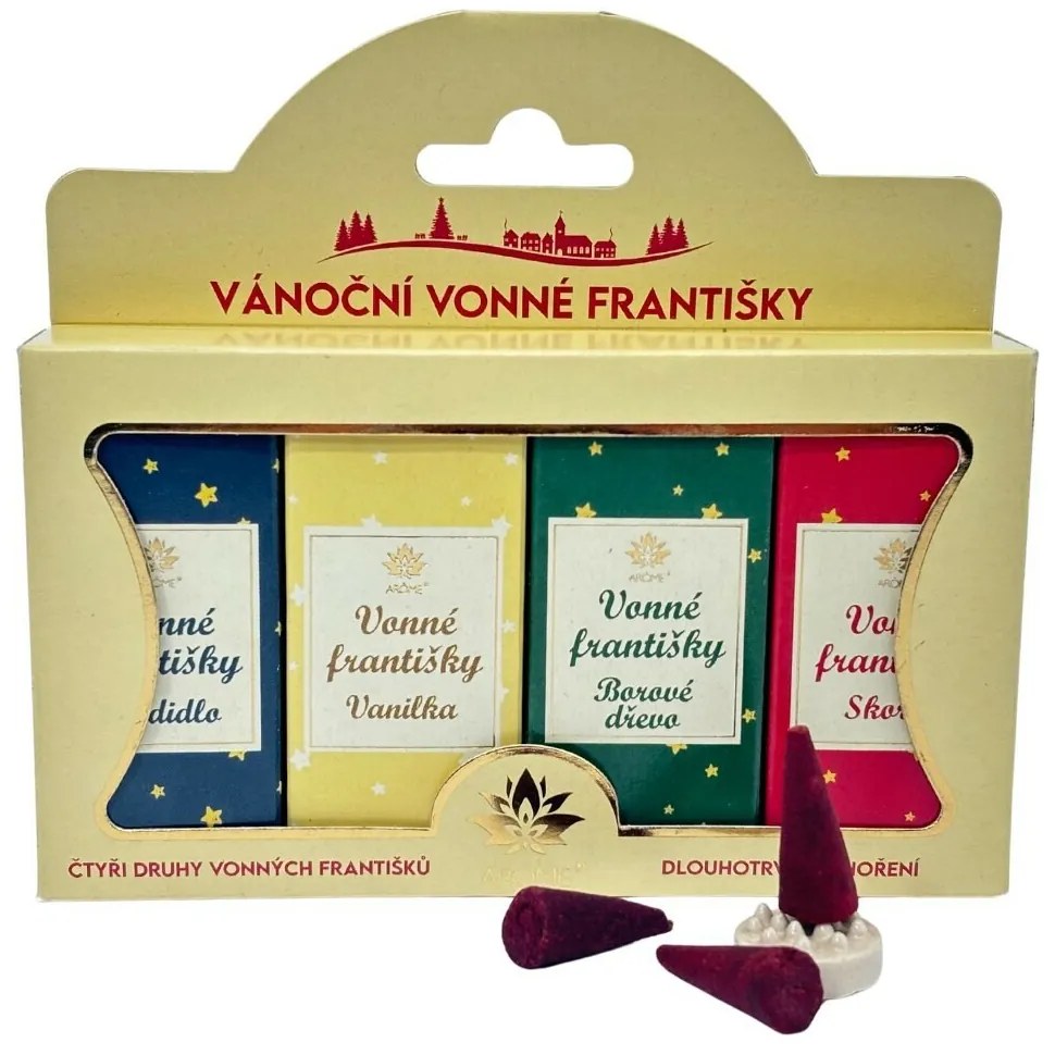 Arome Karácsonyi illatos gyertyák tartóval, 4 illat keveréke, 10 db