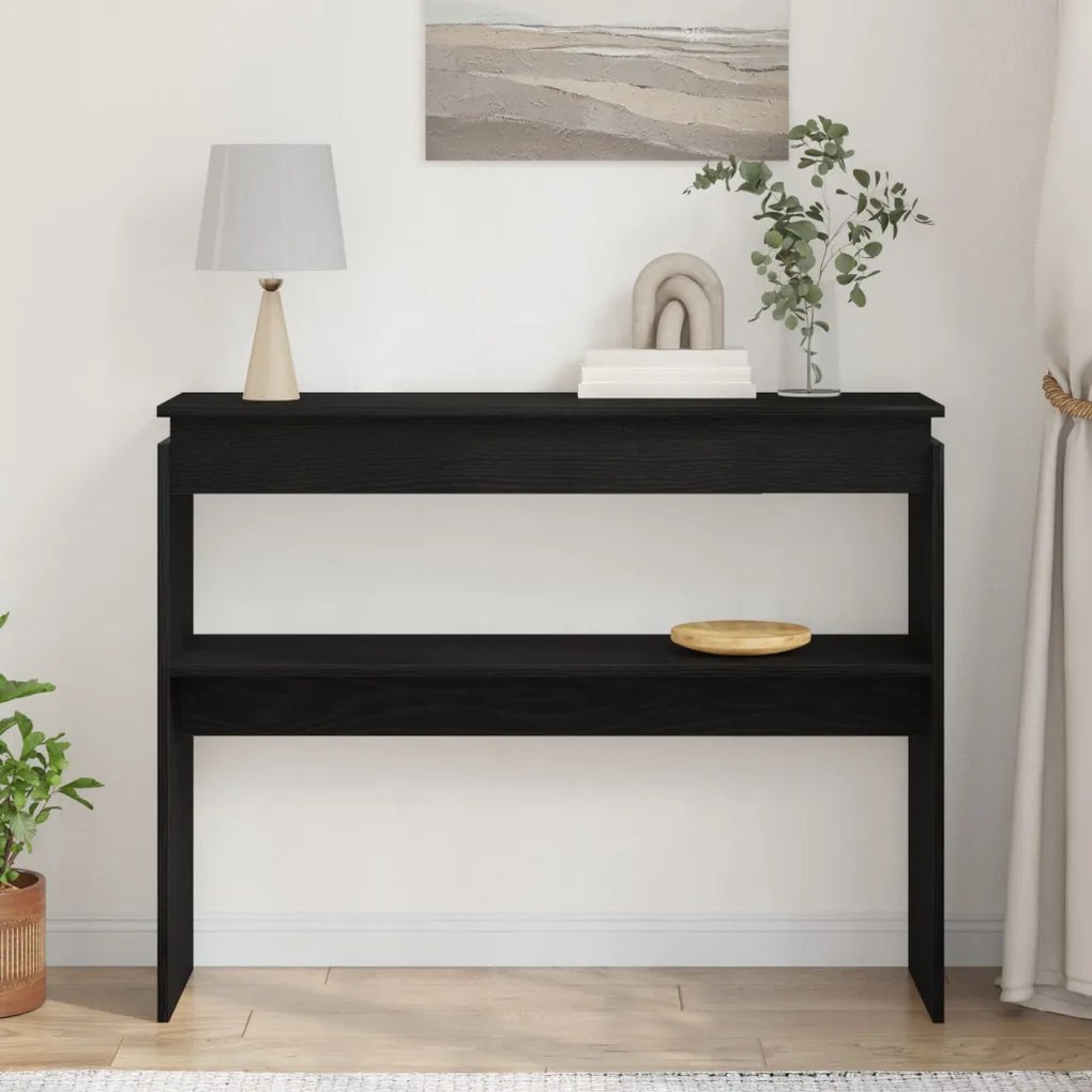 Konzolasztal Fekete Tölgy 80x30x102 cm Mérnöki Fa