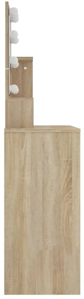 sonoma-tölgyszínű fésülködőasztal LED-del 86,5 x 35 x 136 cm