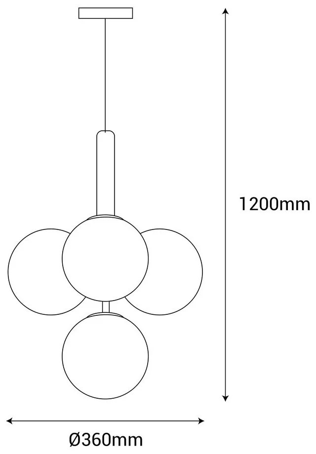 Musa fekete függőlámpa, magasság 120 cm - SULION
