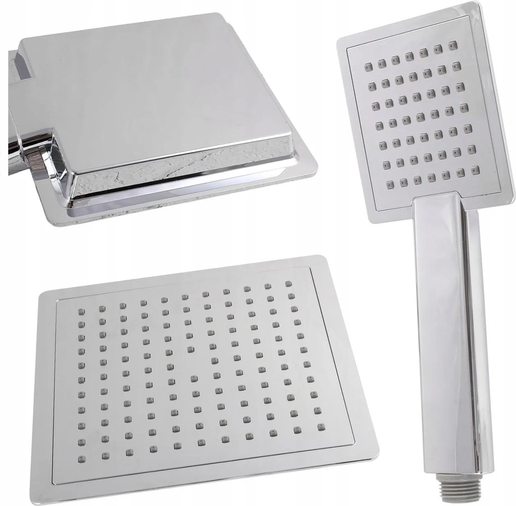 Zuhanyszett Esőztető Fülhallgató Szögletes Anti-calc Króm