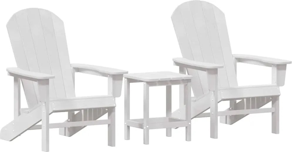 vidaXL Kerti Szék 3 pcs Fehér Polietilén