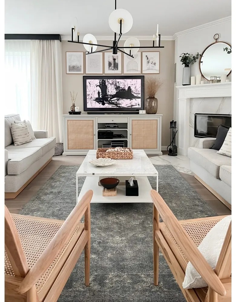 Szürke gyapjú szőnyeg 230x340 cm Calisia Vintage Flora – Agnella