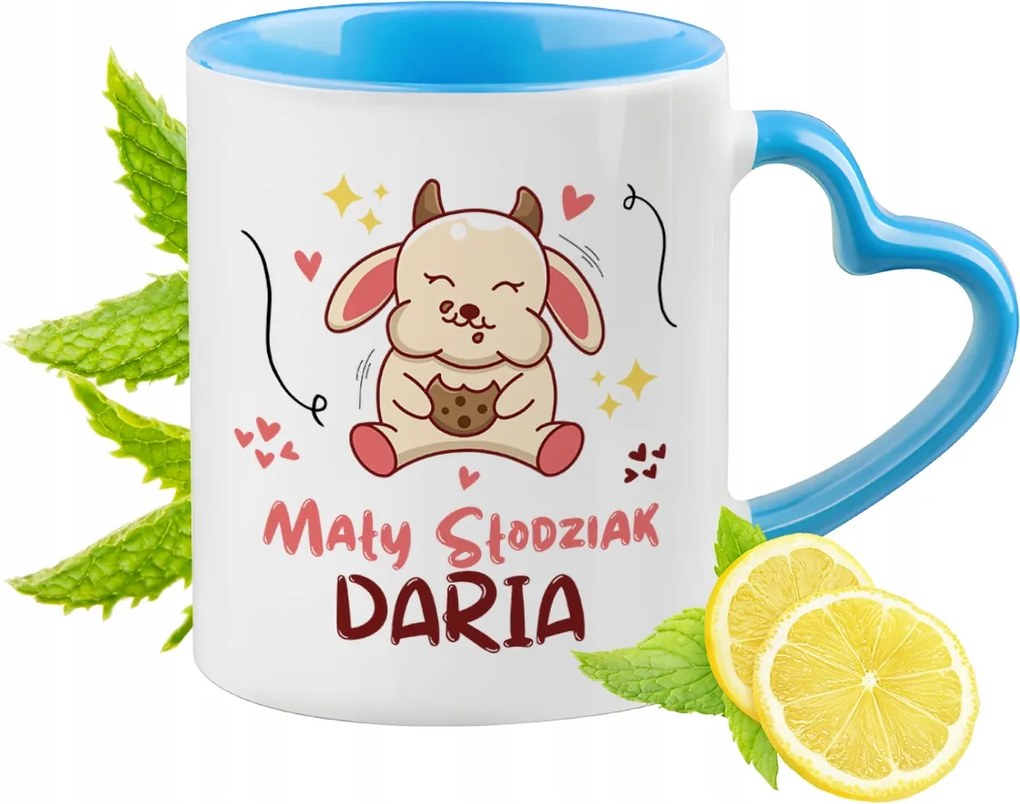 Kék bögre szív alakú füllel Daria számára Ideális Ajándék