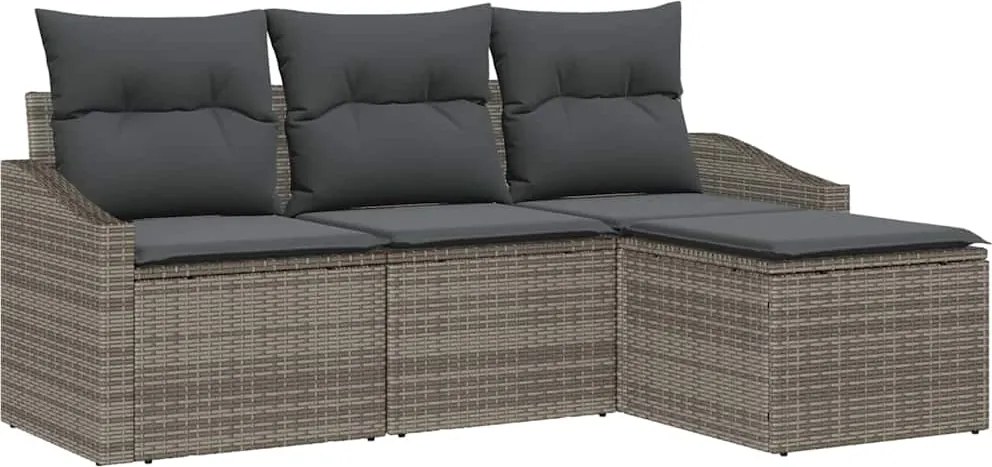 vidaXL Kanapé Szett párnával 4 pcs Szürke polirattan