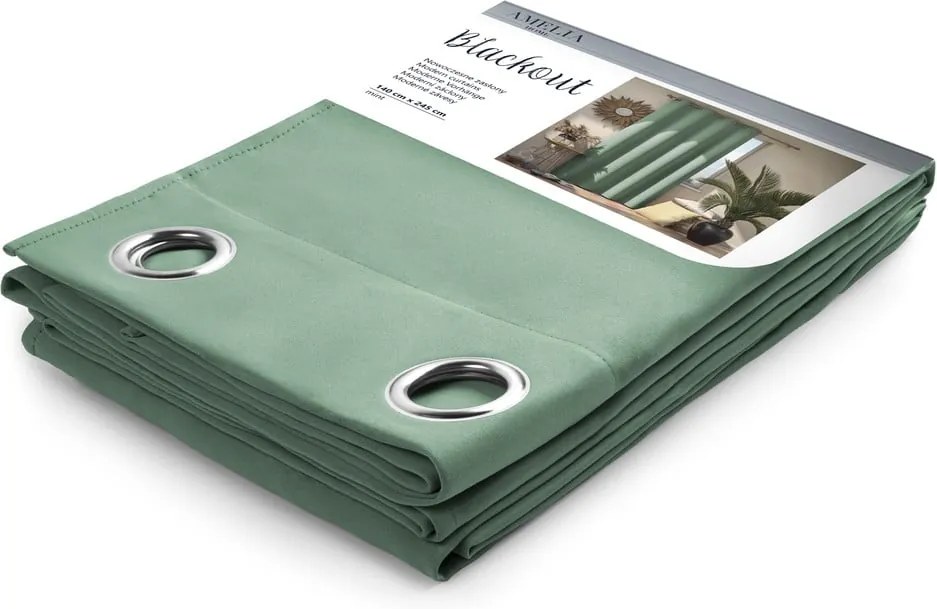 Eyelets Mint zöld sötétítő függöny, 140 x 245 cm - AmeliaHome