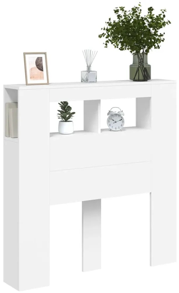 fehér szerelt fa LED-es fejtámla 100x18,5x103,5 cm