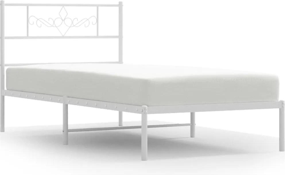 vidaXL fehér fém ágykeret fejtámlával 107x203 cm