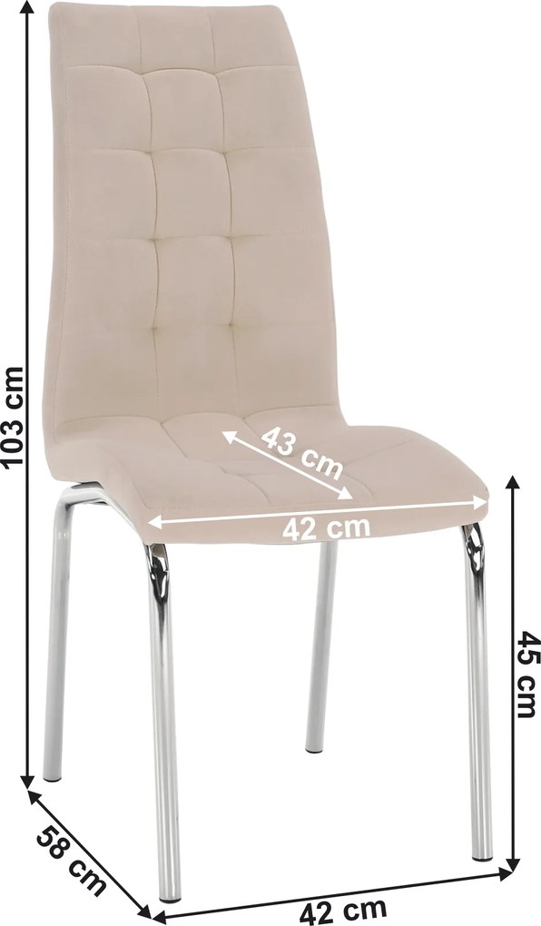 Étkezőszék, bézs Dulux Velvet szövet/króm, GERDA NEW