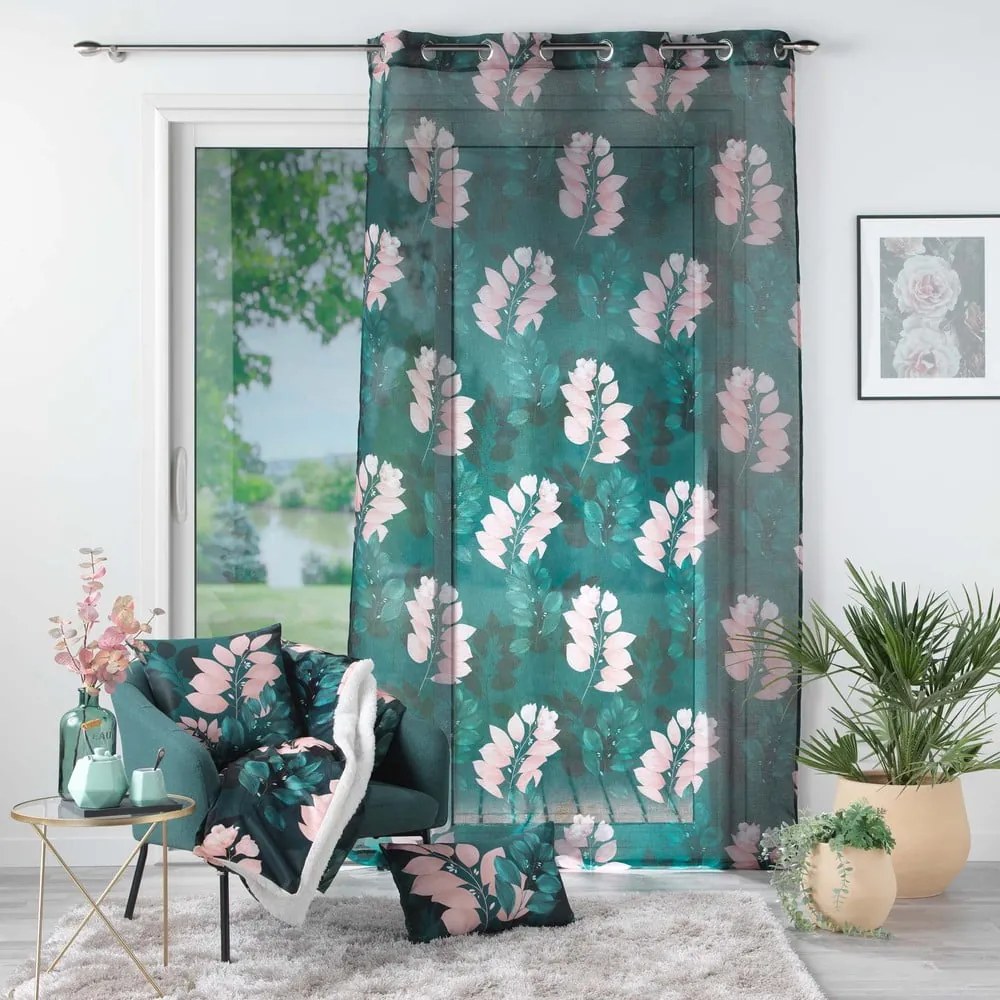 Sötétzöld átlátszó függöny 140x280 cm Belline – douceur d'intérieur