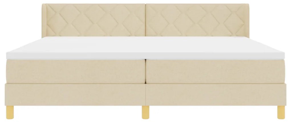 Boxspring ágy matraccal és krém szövettel, 200 x 200 cm