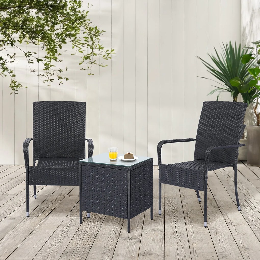 Juskys Yoro rattan székek 2 darabos - fekete