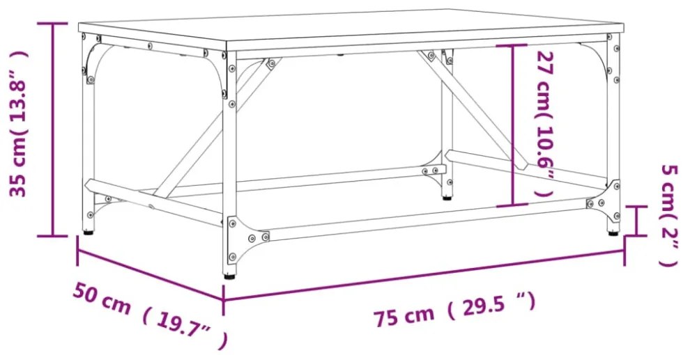 fekete szerelt fa dohányzóasztal 75 x 50 x 35 cm