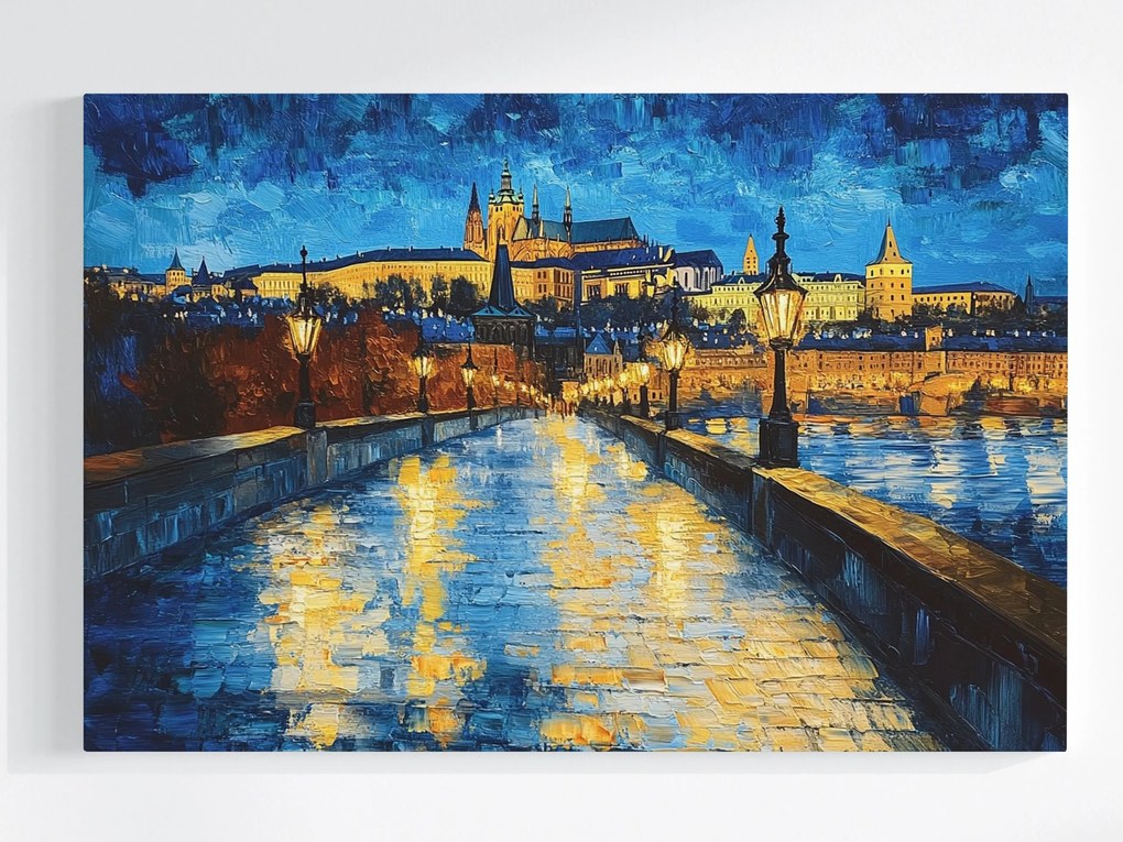 Vászonkép Canvas Város Építészet Prága Híd Éjszaka 60x40