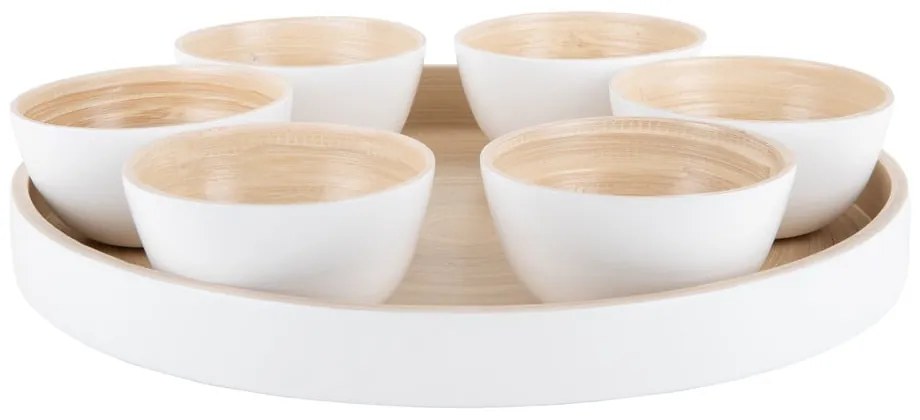 Fehér bambusz szervírozó készlet ø 32 cm Puro – PT LIVING