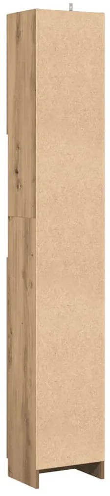 kézműves tölgyfa fürdőszobaszekrény 32 x 25,5 x 190 cm redőzött fa