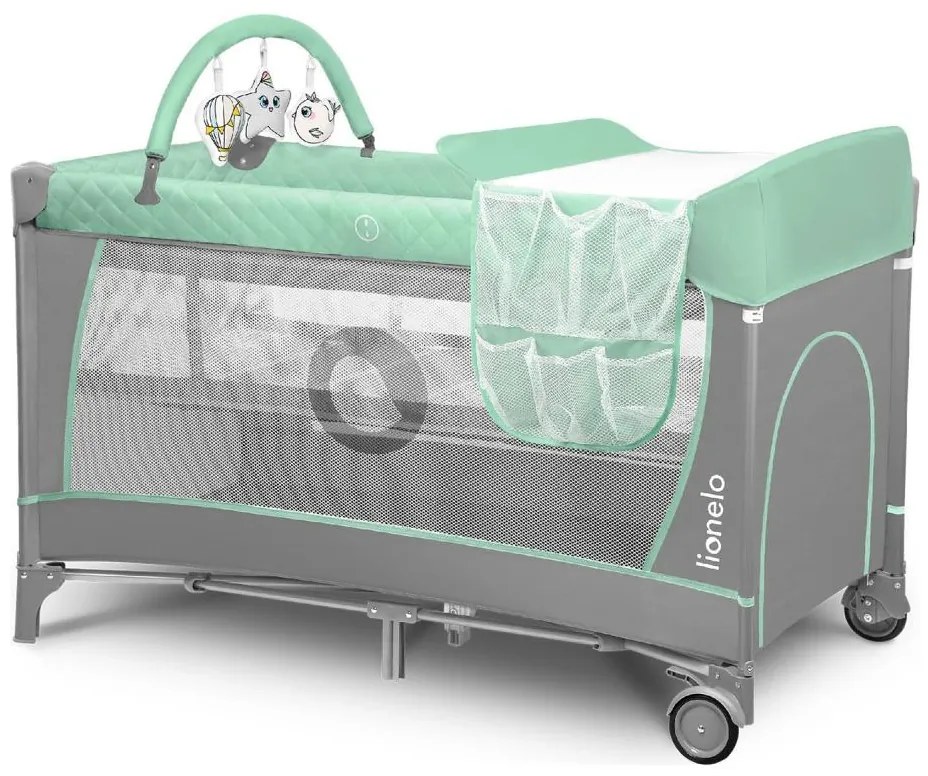 Lionelo - Utazóágy FLOWER türkiz