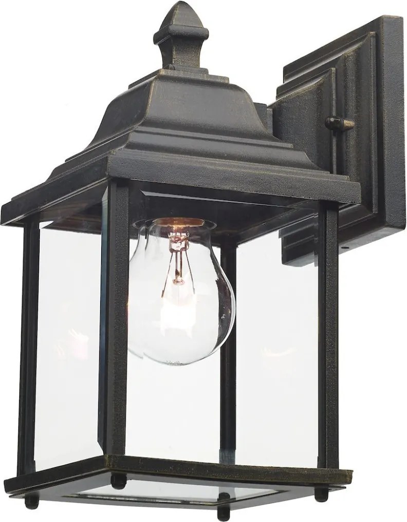 DAR LIGHTING DOY1635 DOYLE Klasszikus Kültéri Fali Lámpa Fekete Arany, Átlátszó E27 IP44