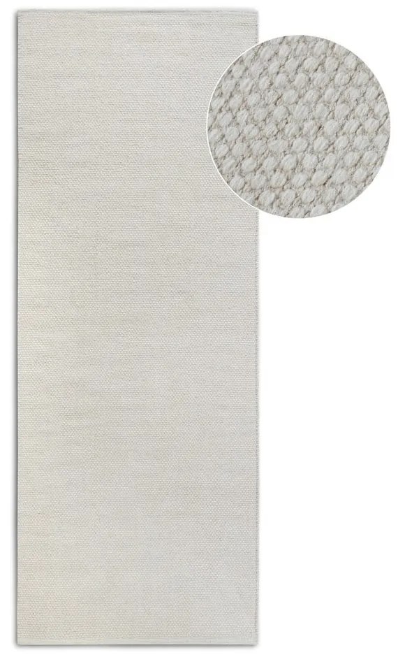 Krémszínű kézi szövésű gyapjúkeverék futószőnyeg 80x200 cm Pradesh Natural White – Elle Decoration