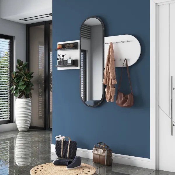 Fali tükör RANI 125x120 cm fehér/fekete