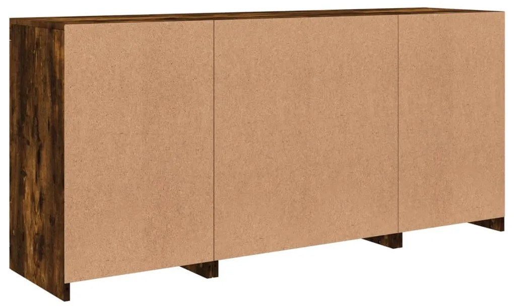 füstös tölgy színű tálalószekrény LED-ekkel 142,5 x 37 x 67 cm