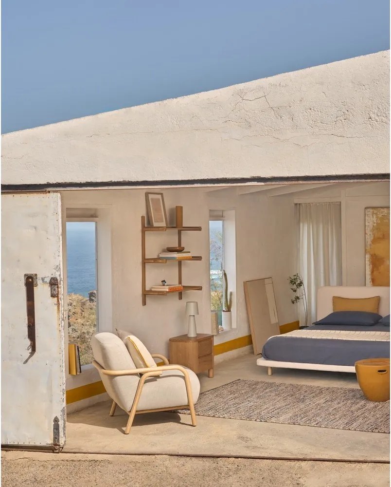 Bézs kárpitozott franciaágy 180x200 cm Odum – Kave Home