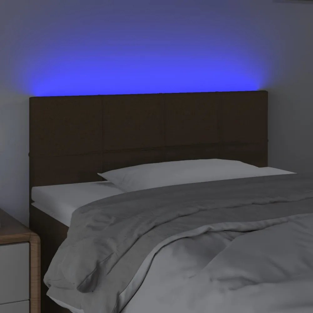 sötétbarna szövet LED-es fejtámla 90x5x78/88 cm