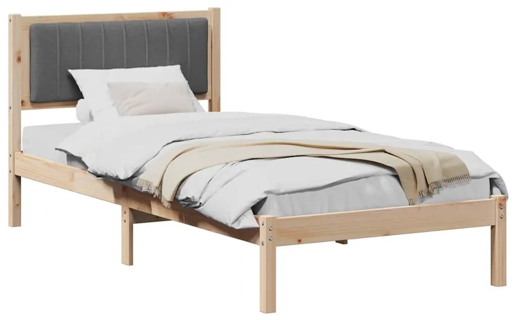 Ágykeret Kárpitozott Fejtámlával Sötétszürke 90 x 200 cm