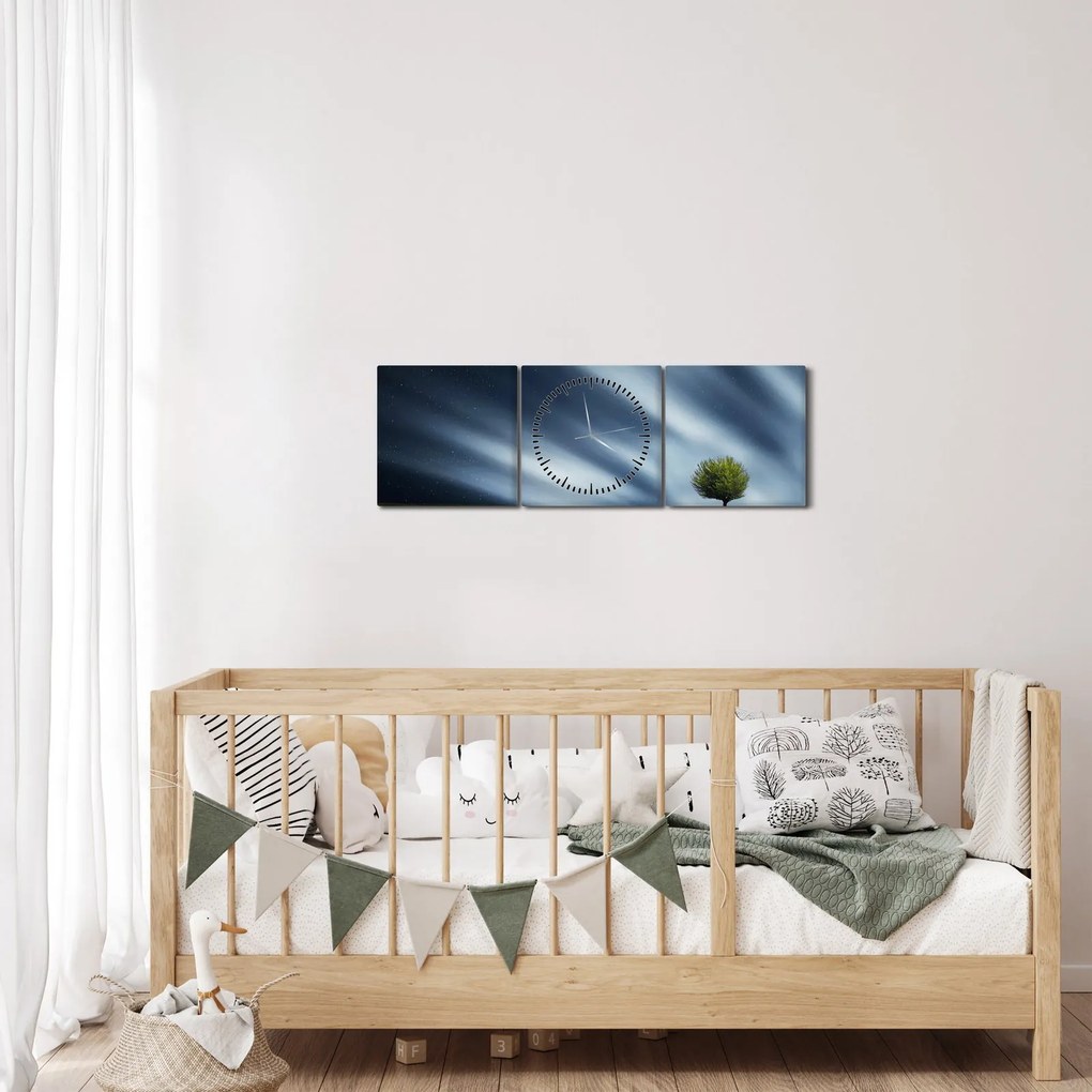 Az aurora borealis képe egy lápvidéken (órával) (90x30 cm)