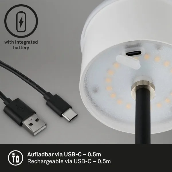 Brilo - LED újratölthető érintésvezérlésű asztali lámpa KIKI LED/2,6W/5V IP44 2600 mAh ezüst