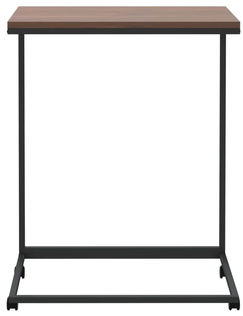 Fekete szerelt fa kisasztal kerekekkel 55x35x70 cm